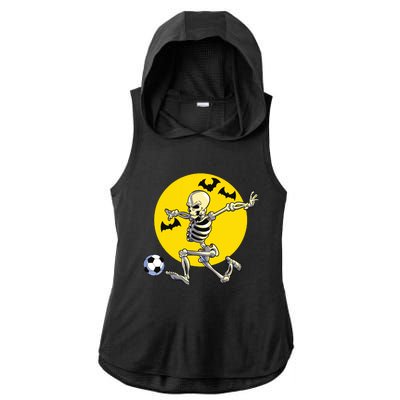 Funny Soccer Skeleton Moon Bat Halloween Costume Ladies PosiCharge Tri-Blend Wicking Draft Hoodie Tank