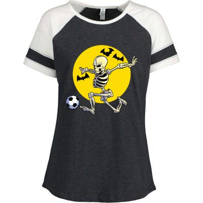 Funny Soccer Skeleton Moon Bat Halloween Costume Enza Ladies Jersey Colorblock Tee