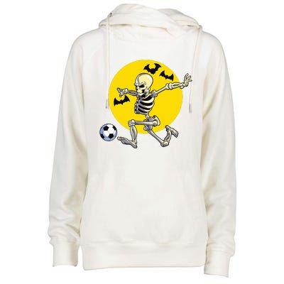 Funny Soccer Skeleton Moon Bat Halloween Costume Womens Funnel Neck Pullover Hood