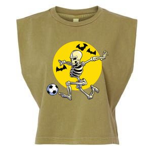 Funny Soccer Skeleton Moon Bat Halloween Costume Garment-Dyed Women's Muscle Tee