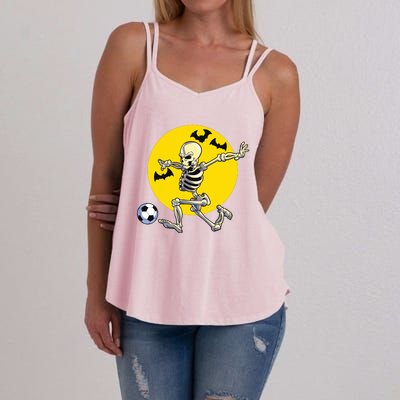 Funny Soccer Skeleton Moon Bat Halloween Costume Women's Strappy Tank