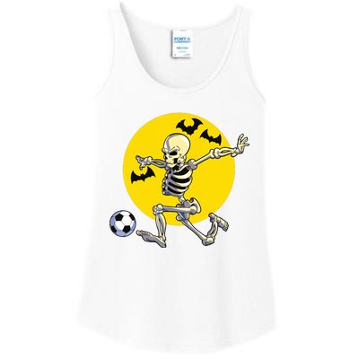 Funny Soccer Skeleton Moon Bat Halloween Costume Ladies Essential Tank