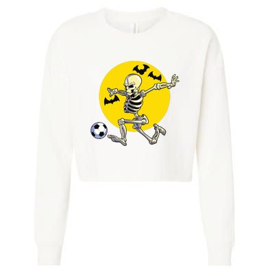 Funny Soccer Skeleton Moon Bat Halloween Costume Cropped Pullover Crew