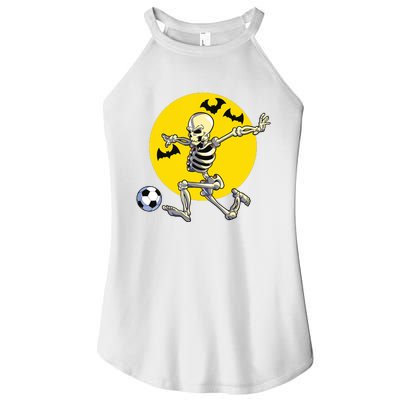 Funny Soccer Skeleton Moon Bat Halloween Costume Women's Perfect Tri Rocker Tank