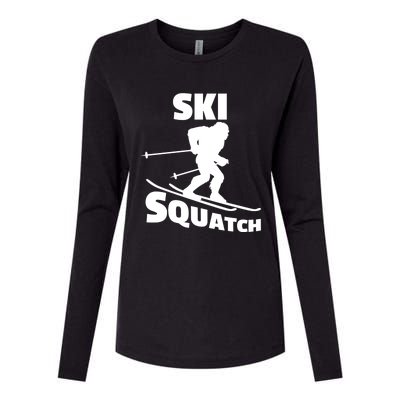 Funny Ski Squatch Downhill Skier Skiing Bigfoot Sasquatch Gift Womens Cotton Relaxed Long Sleeve T-Shirt