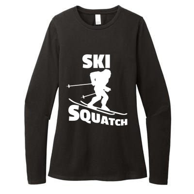 Funny Ski Squatch Downhill Skier Skiing Bigfoot Sasquatch Gift Womens CVC Long Sleeve Shirt