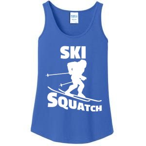 Funny Ski Squatch Downhill Skier Skiing Bigfoot Sasquatch Gift Ladies Essential Tank