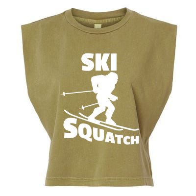 Funny Ski Squatch Downhill Skier Skiing Bigfoot Sasquatch Gift Garment-Dyed Women's Muscle Tee