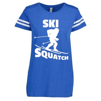 Funny Ski Squatch Downhill Skier Skiing Bigfoot Sasquatch Gift Enza Ladies Jersey Football T-Shirt