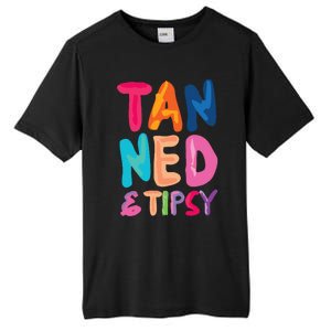 Funny Summer Sayings Tanned And Tipsy Vacation Meaningful Gift Tall Fusion ChromaSoft Performance T-Shirt