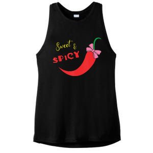 Funny Sweet & Spicy WomenScinco De Mayo Spicy Chilli Ladies PosiCharge Tri-Blend Wicking Tank