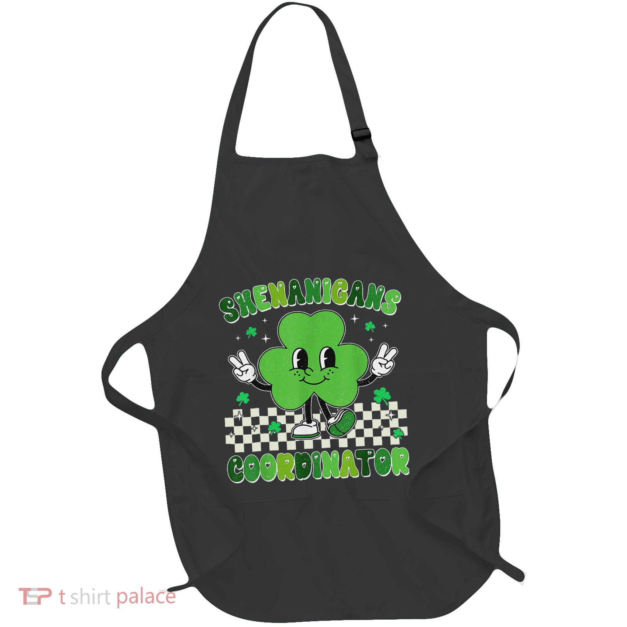 Funny Shenanigans Squad Teacher Retro St PatrickS Day Full-Length Apron With Pockets