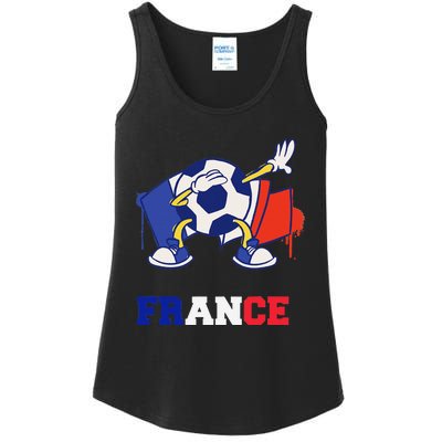 France Soccer Shirt Dabbing Soccer Ball French Flag Ladies Essential Tank