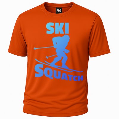 Funny Ski Squatch Downhill Skier Skiing Bigfoot Sasquatch Funny Gift Cooling Performance Crew T-Shirt