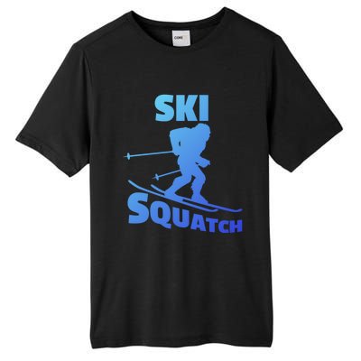 Funny Ski Squatch Downhill Skier Skiing Bigfoot Sasquatch Funny Gift Tall Fusion ChromaSoft Performance T-Shirt