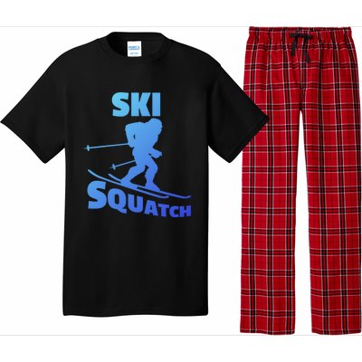 Funny Ski Squatch Downhill Skier Skiing Bigfoot Sasquatch Funny Gift Pajama Set