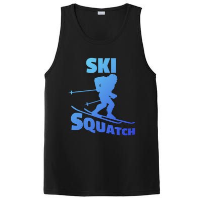 Funny Ski Squatch Downhill Skier Skiing Bigfoot Sasquatch Funny Gift PosiCharge Competitor Tank