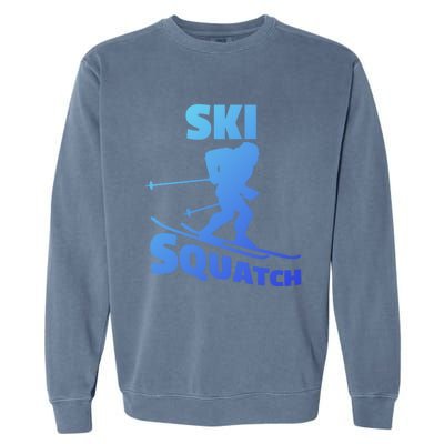 Funny Ski Squatch Downhill Skier Skiing Bigfoot Sasquatch Funny Gift Garment-Dyed Sweatshirt