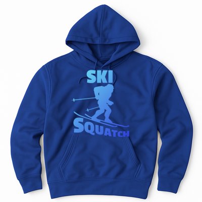 Funny Ski Squatch Downhill Skier Skiing Bigfoot Sasquatch Funny Gift Hoodie