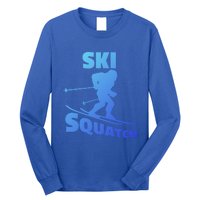 Funny Ski Squatch Downhill Skier Skiing Bigfoot Sasquatch Funny Gift Long Sleeve Shirt