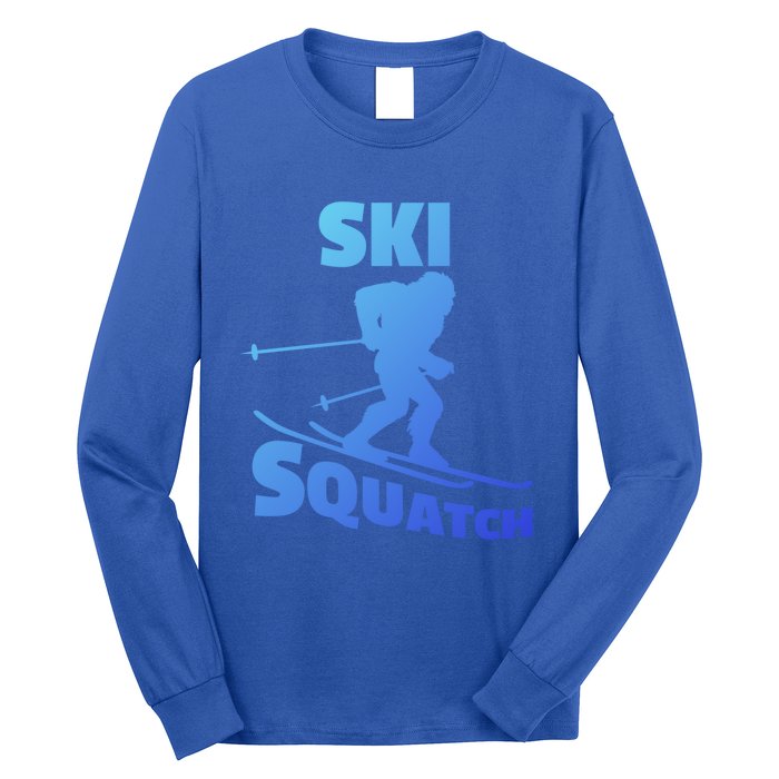 Funny Ski Squatch Downhill Skier Skiing Bigfoot Sasquatch Funny Gift Long Sleeve Shirt