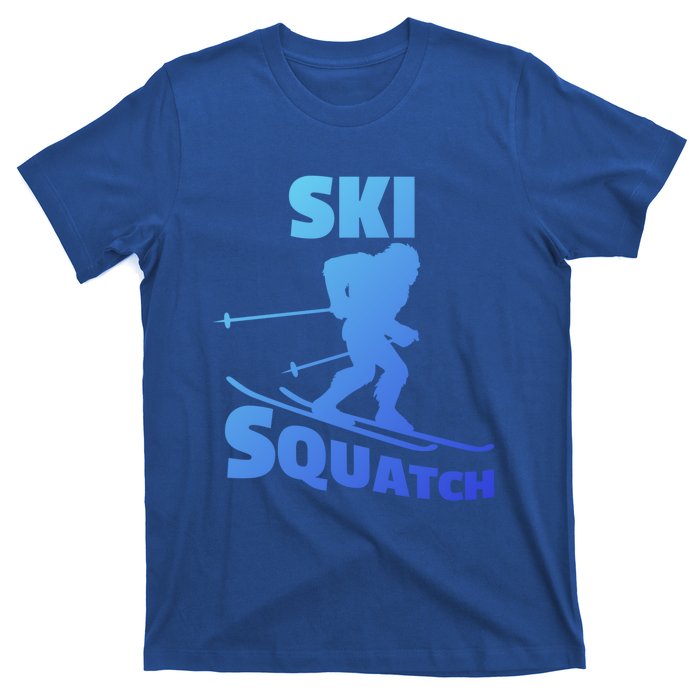 Funny Ski Squatch Downhill Skier Skiing Bigfoot Sasquatch Funny Gift T-Shirt