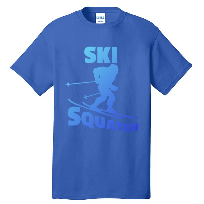 Funny Ski Squatch Downhill Skier Skiing Bigfoot Sasquatch Funny Gift Tall T-Shirt