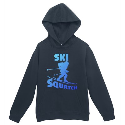 Funny Ski Squatch Downhill Skier Skiing Bigfoot Sasquatch Funny Gift Urban Pullover Hoodie