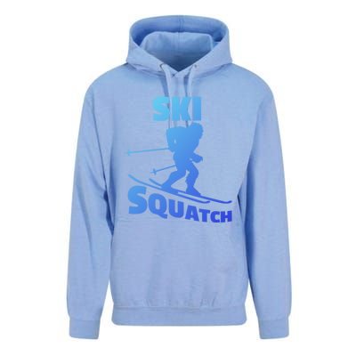 Funny Ski Squatch Downhill Skier Skiing Bigfoot Sasquatch Funny Gift Unisex Surf Hoodie