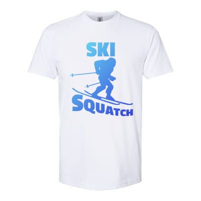 Funny Ski Squatch Downhill Skier Skiing Bigfoot Sasquatch Funny Gift Softstyle CVC T-Shirt