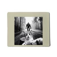 Funny Surprised Scared Cat Selfie With Sasquatsch Bigfoot Mousepad
