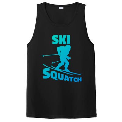 Funny Ski Squatch Downhill Skier Skiing Bigfoot Sasquatch Funny Gift PosiCharge Competitor Tank