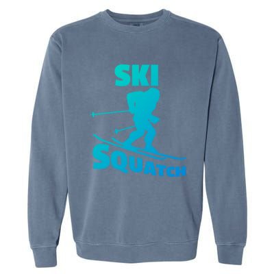 Funny Ski Squatch Downhill Skier Skiing Bigfoot Sasquatch Funny Gift Garment-Dyed Sweatshirt