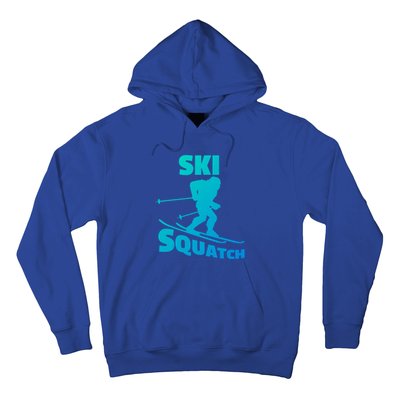 Funny Ski Squatch Downhill Skier Skiing Bigfoot Sasquatch Funny Gift Hoodie