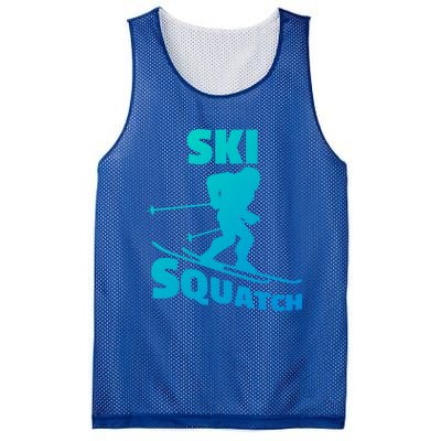 Funny Ski Squatch Downhill Skier Skiing Bigfoot Sasquatch Funny Gift Mesh Reversible Basketball Jersey Tank