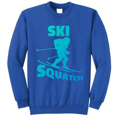 Funny Ski Squatch Downhill Skier Skiing Bigfoot Sasquatch Funny Gift Tall Sweatshirt