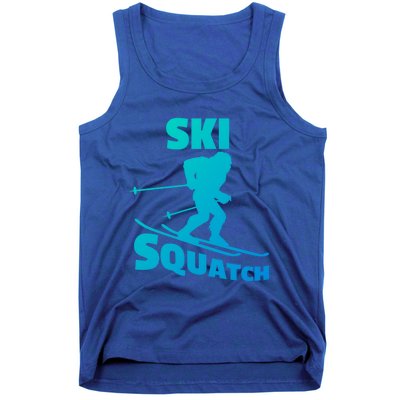 Funny Ski Squatch Downhill Skier Skiing Bigfoot Sasquatch Funny Gift Tank Top