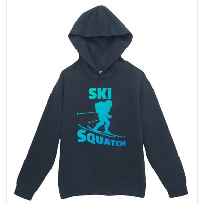 Funny Ski Squatch Downhill Skier Skiing Bigfoot Sasquatch Funny Gift Urban Pullover Hoodie