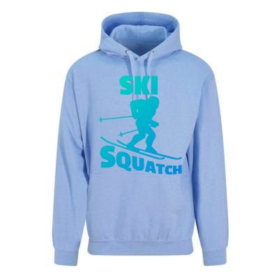 Funny Ski Squatch Downhill Skier Skiing Bigfoot Sasquatch Funny Gift Unisex Surf Hoodie