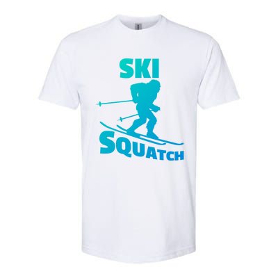 Funny Ski Squatch Downhill Skier Skiing Bigfoot Sasquatch Funny Gift Softstyle CVC T-Shirt