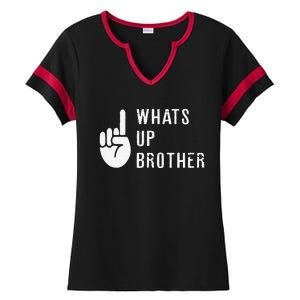 Funny Sketch Streamer Whats Up Brother Gift Ladies Halftime Notch Neck Tee