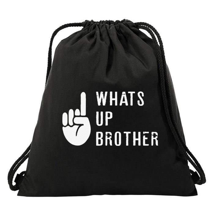 Funny Sketch Streamer Whats Up Brother Gift Drawstring Bag