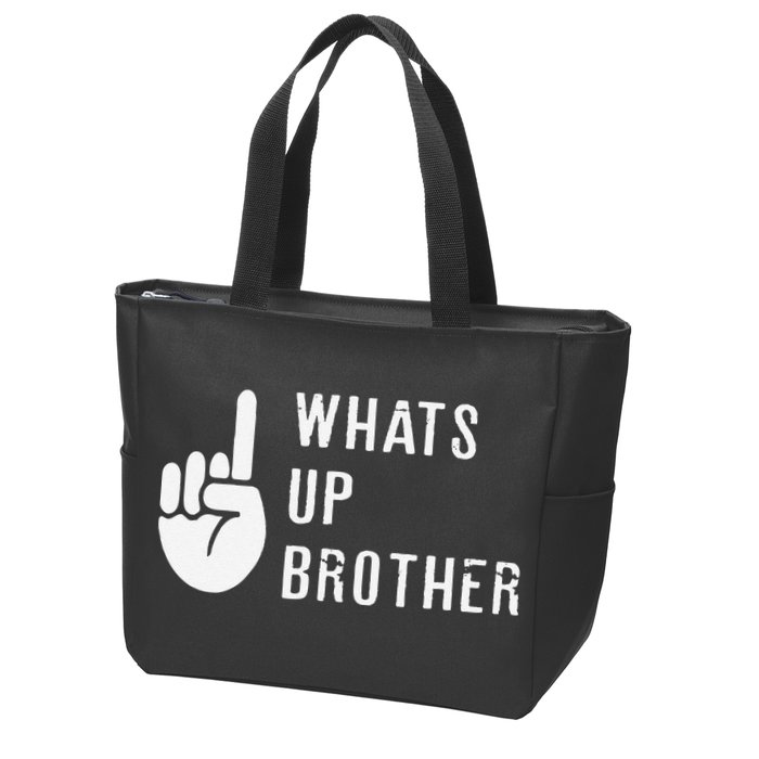 Funny Sketch Streamer Whats Up Brother Gift Zip Tote Bag