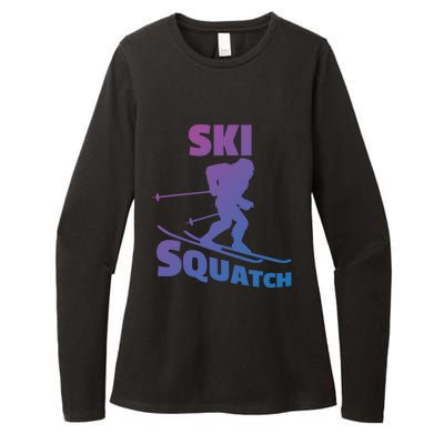 Funny Ski Squatch Downhill Skier Skiing Bigfoot Sasquatch Funny Gift Womens CVC Long Sleeve Shirt