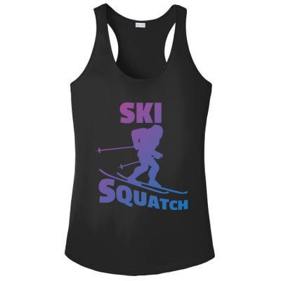 Funny Ski Squatch Downhill Skier Skiing Bigfoot Sasquatch Funny Gift Ladies PosiCharge Competitor Racerback Tank