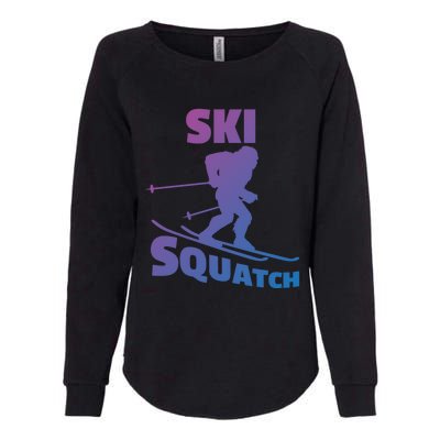 Funny Ski Squatch Downhill Skier Skiing Bigfoot Sasquatch Funny Gift Womens California Wash Sweatshirt