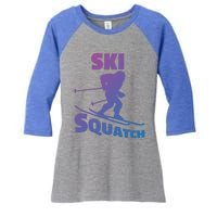 Funny Ski Squatch Downhill Skier Skiing Bigfoot Sasquatch Funny Gift Women's Tri-Blend 3/4-Sleeve Raglan Shirt