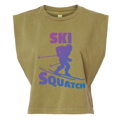 Funny Ski Squatch Downhill Skier Skiing Bigfoot Sasquatch Funny Gift Garment-Dyed Women's Muscle Tee