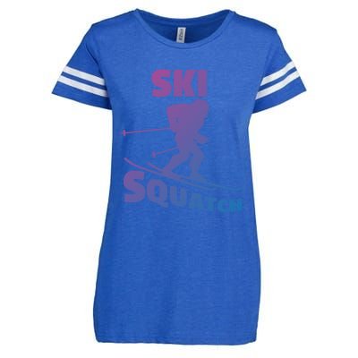 Funny Ski Squatch Downhill Skier Skiing Bigfoot Sasquatch Funny Gift Enza Ladies Jersey Football T-Shirt