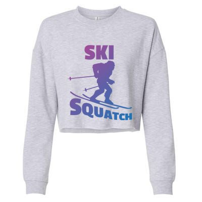 Funny Ski Squatch Downhill Skier Skiing Bigfoot Sasquatch Funny Gift Cropped Pullover Crew